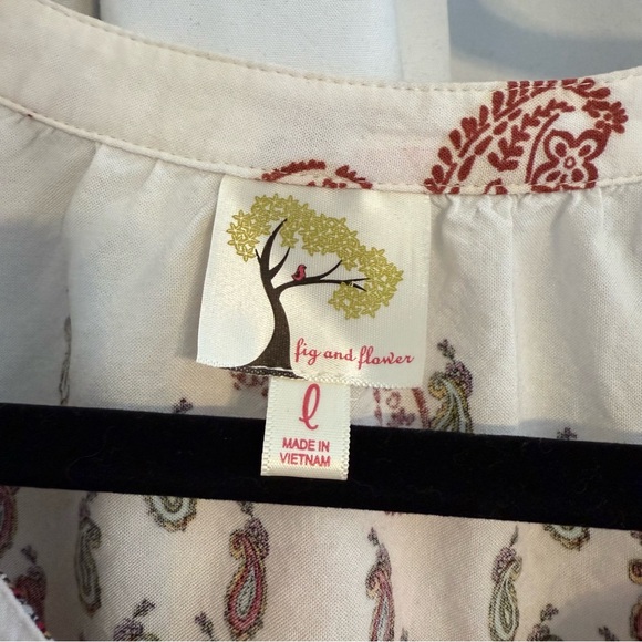 Fig & Flower Paisley Floral Blouse 3/4 Sleeve Women’s Large - Picture 2 of 12